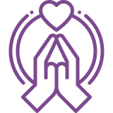 Purple prayer hands icon