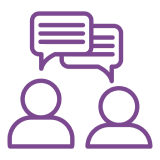 Two figures with speech bubbles